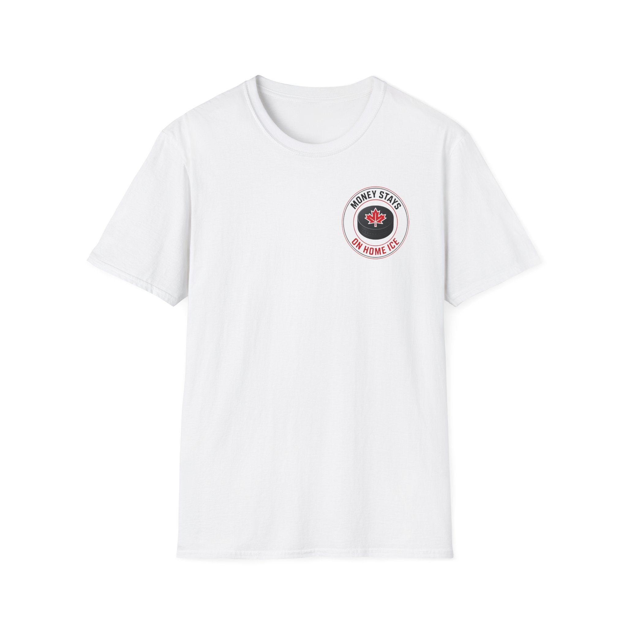 T-Shirt — 'Money Stays On Home Ice' Canadian Hockey Crest