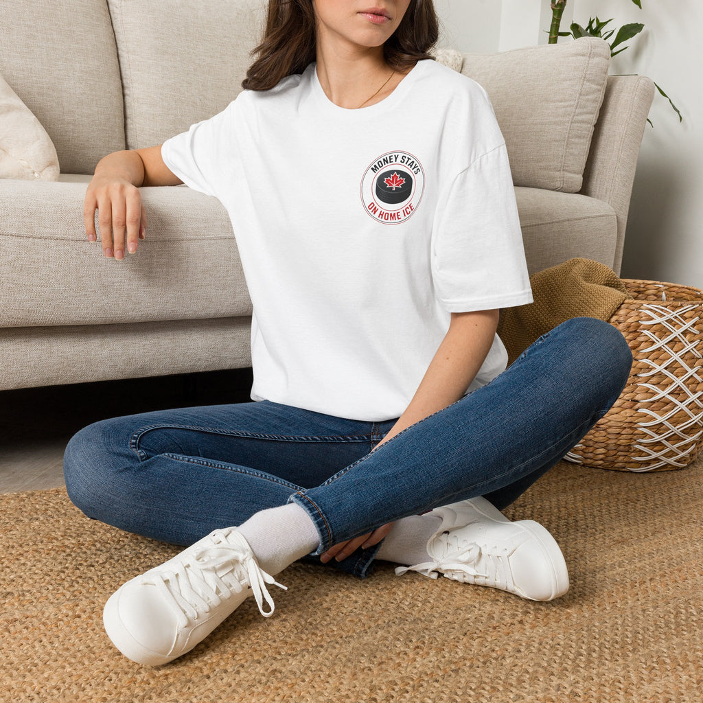 T-Shirt — 'Money Stays On Home Ice' Canadian Hockey Crest