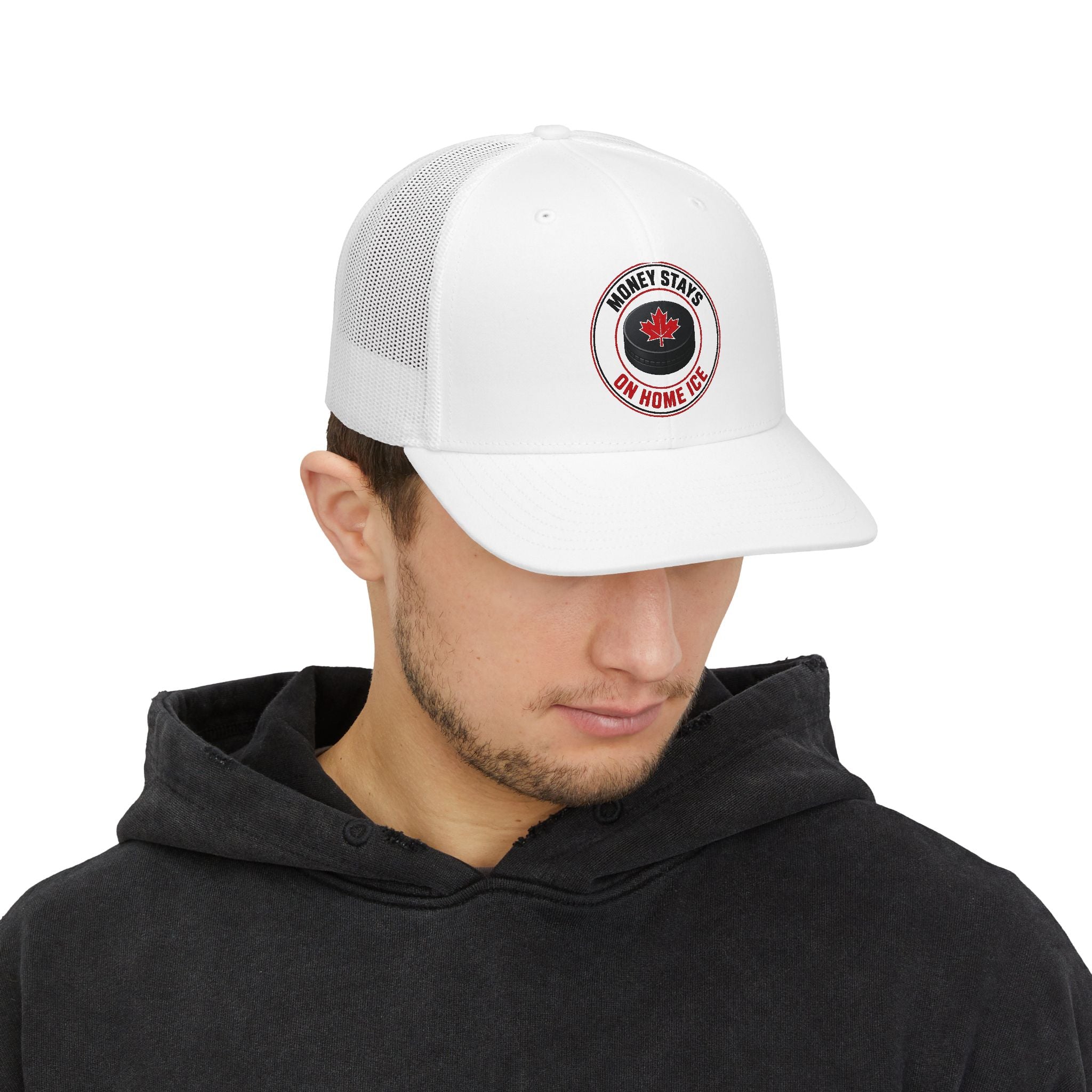Hockey Stays On Home Ice Snapback Trucker Cap
