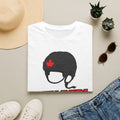 Hockey Helmet Tee — “Buy Red! Not Orange!” Canadian Maple Leaf Shirt